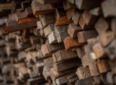 stack of fsc certified wood close up
